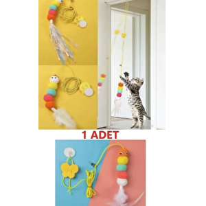 Renkli Kedi Oyun Oltası Kedi Oyuncağı Yapışkanlı Olta Eğitim Oyuncağı 1282