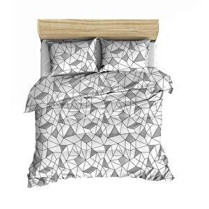 Yüzde Yüz Pamuklu Kany Geometrik Çift Kişilik 200x220+2*(50x70) Nevresim Seti Ve Yastık Kılıfı Seti