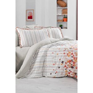 Catalina Bej Çift Kişilik %100 Pamuk Mood Comfort Müslin Nevresim Takımı