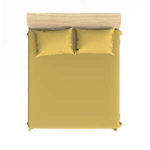Yüzde Yüz Pamuklu Hardal 90x190+50x70 Tek Kişilik Lastikli Çarşaf Takımı