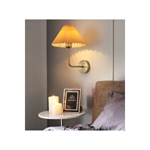 Modern Tasarım Kablosuz Tak Pilli Aplik Çalıştır Krem Abajur Umbrella Aplik Eskitme Gold Sarı 1 Adet