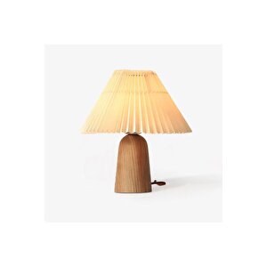 Modern Exclusive Collection Krem Şapka Tasarım Umbrella Abajur Doğal Ahşap