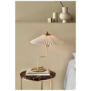 Exclusive Collection Krem Şapka Tasarım Umbrella Abajur Eskitme Gold Sarı