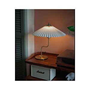 Exclusive Collection Krem Şapka Tasarım Umbrella Abajur Eskitme Gold Sarı