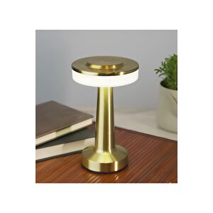 Modern Led Abajur Masa Lambası Dokunmatik 3 Mod Kademeli Şarjlı Gold Sarı