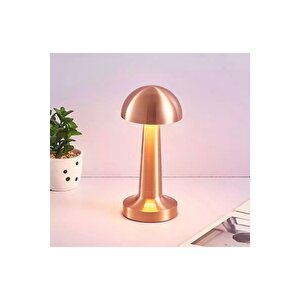 Modern Led Abajur Masa Lambası Dokunmatik 3 Modlu Kademeli Şarjlı Bakır Bronz