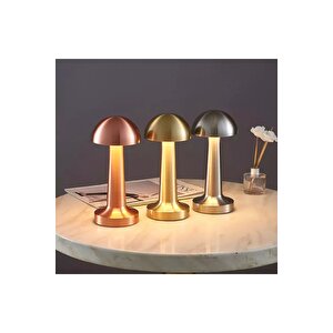 Modern Led Abajur Masa Lambası Dokunmatik 3 Modlu Kademeli Şarjlı Bakır Bronz