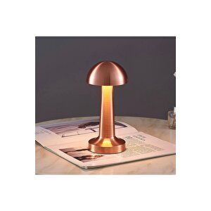 Modern Led Abajur Masa Lambası Dokunmatik 3 Modlu Kademeli Şarjlı Bakır Bronz