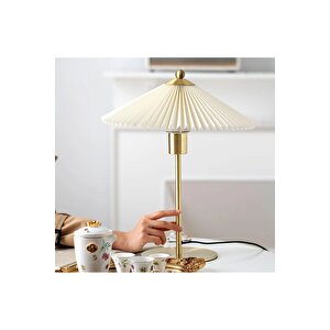 Exclusive Collection Krem Şapka Tasarım Umbrella Abajur Eskitme Gold Sarı