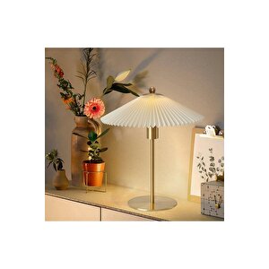 Exclusive Collection Krem Şapka Tasarım Umbrella Abajur Eskitme Gold Sarı