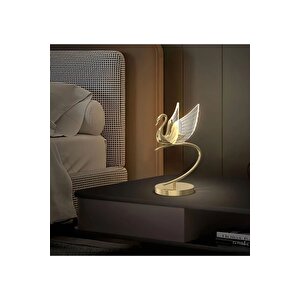 Exclusive Modern Tasarım Swan Kuğu Abajur Gold Sarı