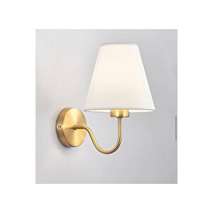 Modern Tasarım Duvar Aplik Gold Gövde Krem Abajur Elektrikle Çalışır