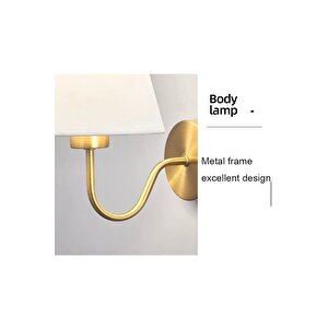 Modern Tasarım Duvar Aplik Gold Gövde Krem Abajur Elektrikle Çalışır