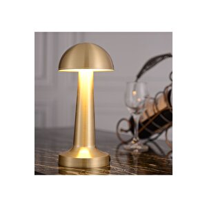 Modern Retro Gold Sarı Dokunmatik Usb Şarjlı Dekoratif Masa Lambası 3 Renk Kademeli Abajur