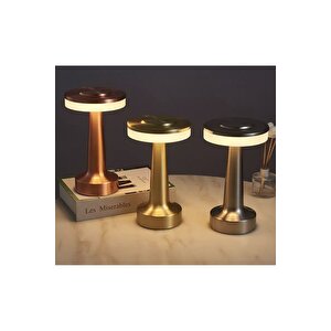 Modern Led Masa Lambası Dokunmatik Abajur 6 Mod Kademeli Şarjlı Bakır