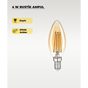 4w Rustik Ampul 2700k (amber Işık) E14 Duy
