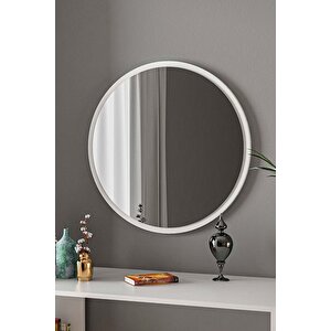 Rossi 60 Cm Dekoratif Yuvarlak Beyaz Ayna