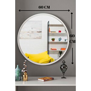 Rossi 60 Cm Dekoratif Yuvarlak Beyaz Ayna