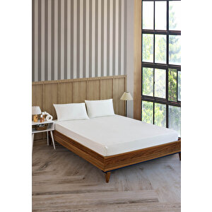 Pamuklu Saten Çizgili Çift Kişilik Lastikli Çarşaf Seti 160x200 Cm 2 Adet Yastık Kılıfı 50x70 Cm