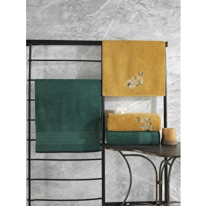 Cotton Box %100 Pamuk Hamam Havlu Seti Colorful Yeşil-sarı