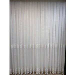 Bambu Brode Dantel İşlemeli Sık Pile Tül Perde Salon Perdesi 400x240 cm