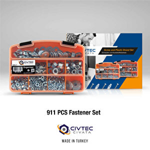 Civtec 911 Parça 12 Çeşit Somun Ve Pul Seti - Takım Çantası Tk-9