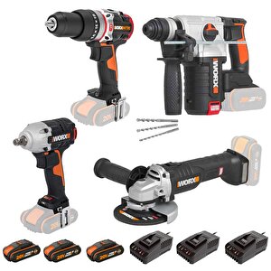 Wxks5 Wx354.9 + Wx272.9 + Wx380.9 + Wx812.9 + Wa3601 20v/2ah Pro Kombo Set