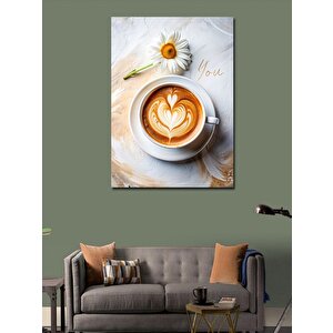 Kanvas Tablo Kahve Fincanı Ve Çiçek 100x140 cm