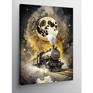 Kanvas Tablo Dolunay Ve Retro Tren 100x140 cm