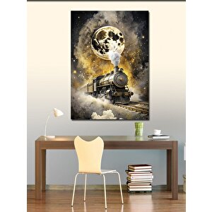 Kanvas Tablo Dolunay Ve Retro Tren 100x140 cm