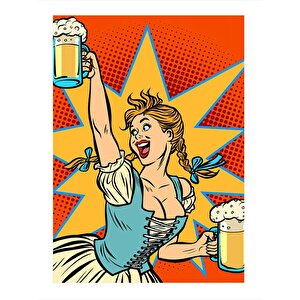 Retro Barmen Kadın Tasarım Ahşap Tablo 25cmx 35cm 25x35 cm