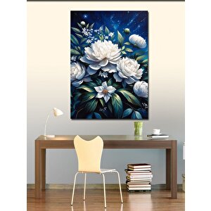 Kanvas Tablo Beyaz Çiçekler 100x140 cm