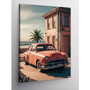 Kanvas Tablo Kırmızı Klasik Araba 100x140 cm