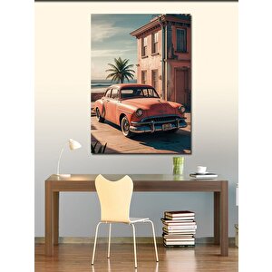Kanvas Tablo Kırmızı Klasik Araba 100x140 cm