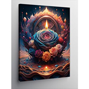 Kanvas Tablo Renkli Güller Ve Ortasında Ateş 100x140 cm