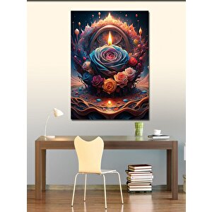 Kanvas Tablo Renkli Güller Ve Ortasında Ateş 100x140 cm