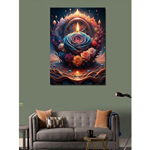 Kanvas Tablo Renkli Güller Ve Ortasında Ateş 100x140 cm