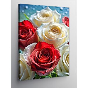 Kanvas Tablo Kırmızı Beyaz Güller 70x100 cm
