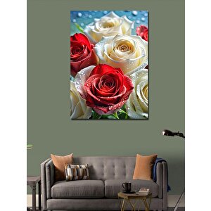 Kanvas Tablo Kırmızı Beyaz Güller 70x100 cm