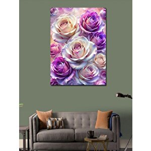 Kanvas Tablo Beyaz Ve Mor Güller 70x100 cm