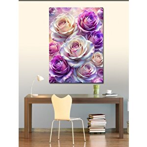 Kanvas Tablo Beyaz Ve Mor Güller 100x140 cm
