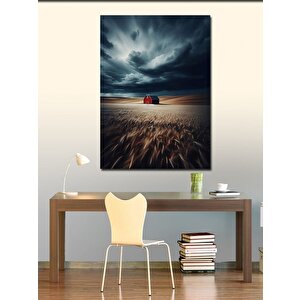 Kanvas Tablo Buğday Tarlası Ve Ev 70x100 cm