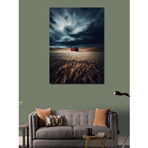 Kanvas Tablo Buğday Tarlası Ve Ev 70x100 cm