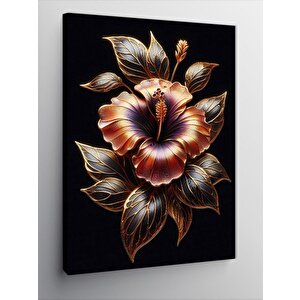 Kanvas Tablo Altın Yapraklı Çiçek 100x140 cm