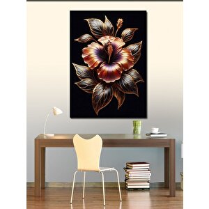 Kanvas Tablo Altın Yapraklı Çiçek 100x140 cm