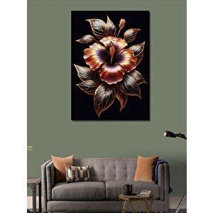 Kanvas Tablo Altın Yapraklı Çiçek 100x140 cm