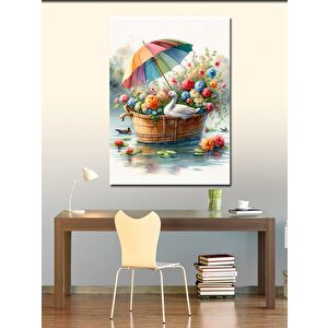 Kanvas Tablo Çiçekler Ve Ördek 100x140 cm