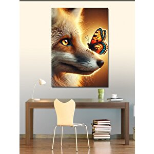 Kanvas Tablo Tilki Ve Kelebek 100x140 cm