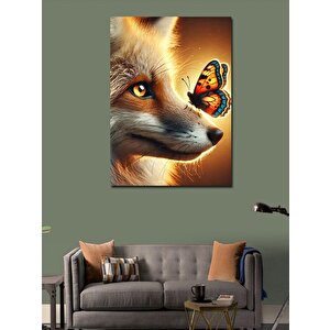Kanvas Tablo Tilki Ve Kelebek 70x100 cm