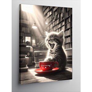 Kanvas Tablo Kahve Ve Kedi